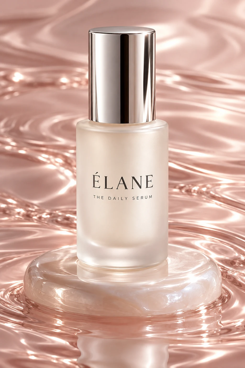 ÉLANE Daily Serum in an ivory bottle with a chrome cap